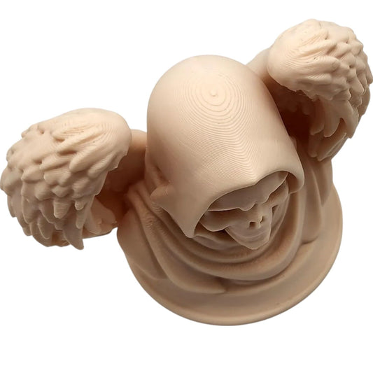 Reaper Skull Bust – Hooded Grim Skull Figurine with Angel Wings for Gothic Desk or Shelf Decor – 3D Printed in Canada