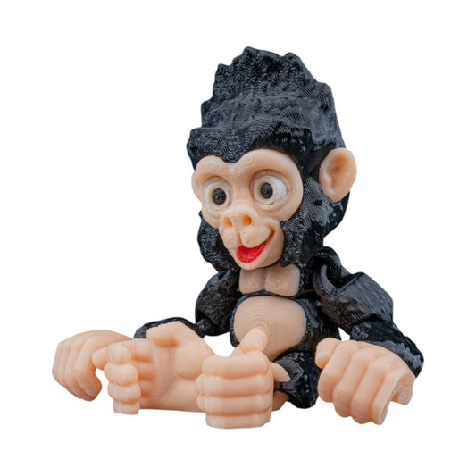Articulated Baby Gorilla Figurine with Grips – Cute Monkey Fidget Desk Toy for Teens & Adults – Collectible Jungle Animal Decor – 3D Printed in Canada
