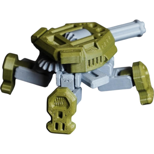 Quad-Barrel Mech – 16-Part DIY Turret Walker Model Kit with Snap-Fit Assembly and Rotating Cannon – 3D Printed in Canada