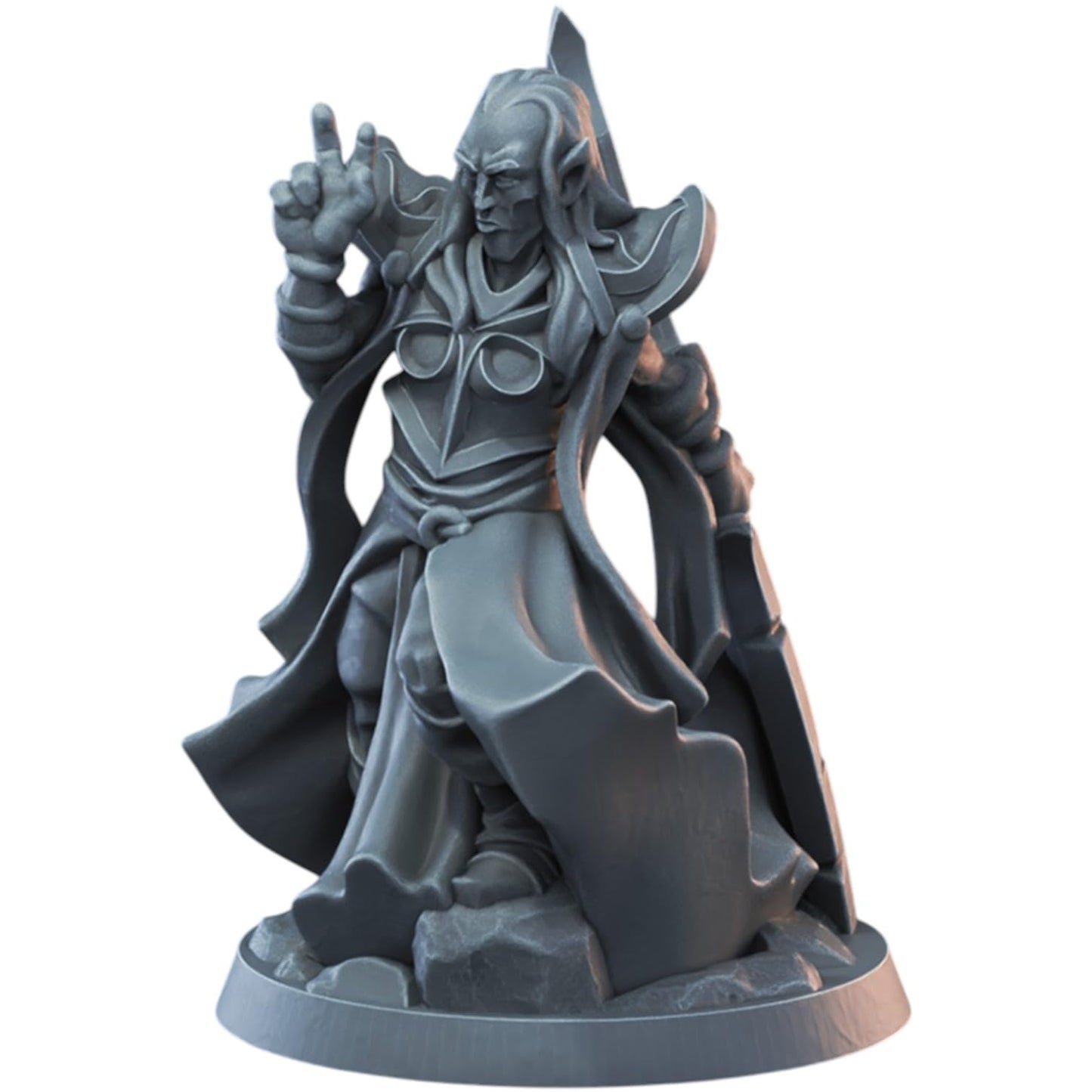 Elf Male Mage Miniature for Wargaming & Painting – Fantasy Elf Wizard Figurine for Tabletop RPG – 3D Printed in Canada