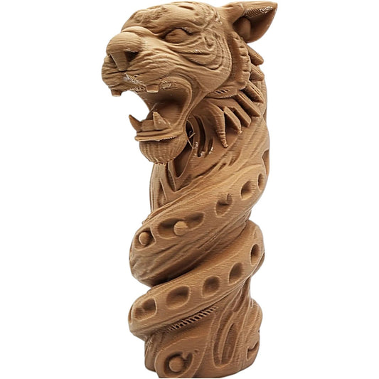 Twisted Tiger Totem – Ferocious Spiral Tiger Figurine with Tribal Base and Coiled Energy Flow – 3D Printed in Canada