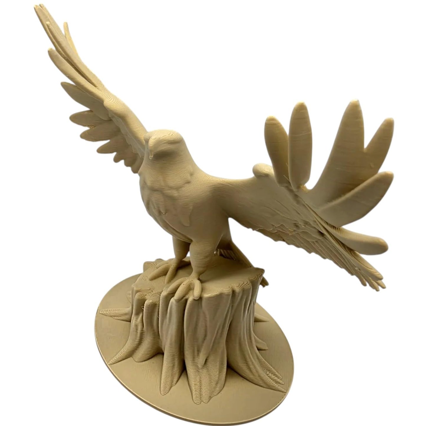 Majestic Eagle on Tree Stump Statue – Bald Eagle Figurine with Wings Spread Wide – 3D Printed in Canada