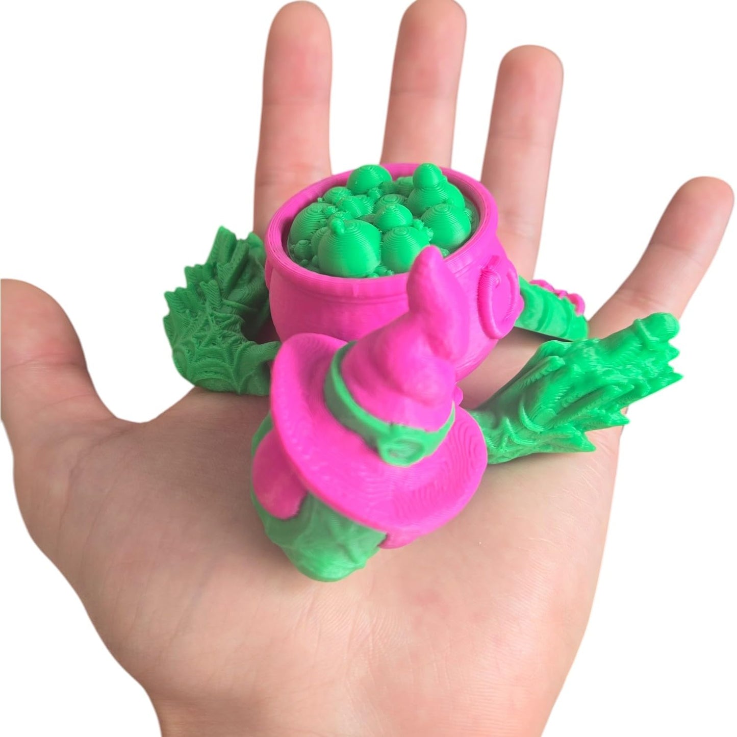 Witch Turtle Halloween Candy Holder – Articulated Witch Turtle Figurine with Cauldron Bowl – Cute Spooky Shelf Decor or Gift for Turtle Lovers – 3D Printed in Canada