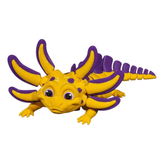 Articulated Banana Split Axolotl Figurine – Desk Fidget for Teens & Adults – Stress Relief & Collectible – 3D Printed in Canada