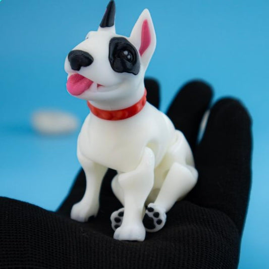 Articulated Bull Terrier Dog Figurine – Poseable Collectible Desk Pet for Teens & Adults – 3D Printed in Canada