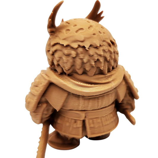 The Samurai Owl Figurine – Fantasy Owl in Katana Armor with Warrior Helm – Owls & Dragons Collection – Paintable Miniature Sculpture – 3D Printed in Canada