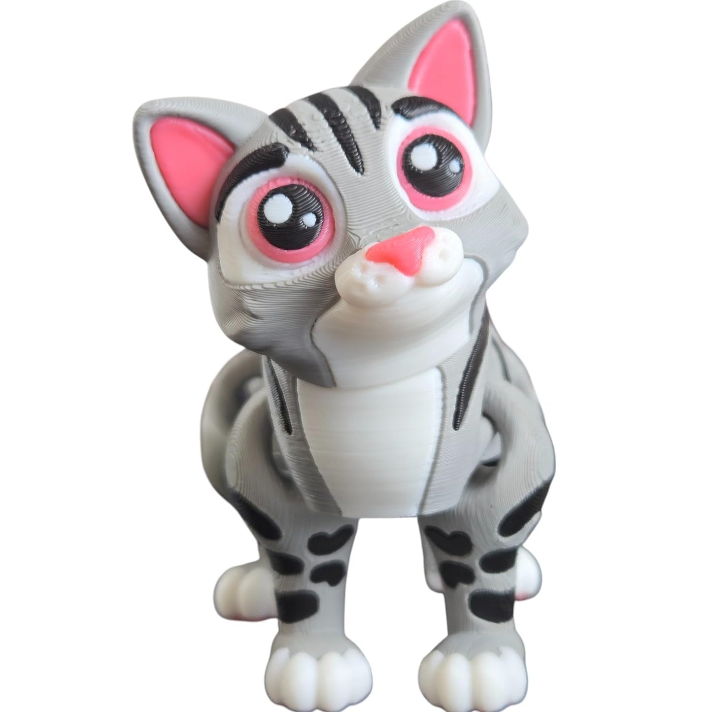 Adorable Articulated Cat Figurine – Poseable Tabby Desk Companion for Collectors & Cat Lovers – Cute Fidget Decor for Teens & Adults – 3D Printed in Canada