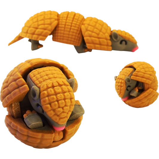 Articulated Armadillo Fidget Figure – Poseable Rolling Desk Toy for Teens & Adults, Stress Relief Animal Sculpture, Cute Collectible Armadillo Gift – 3D Printed in Canada