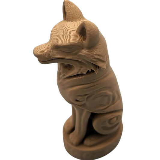 Wood Carved-Style Wolf Totem Figurine – Symbolic 3D Printed Sculpture for Rustic Decor, Tribal Displays & Nature Collectors – 3D Printed in Canada