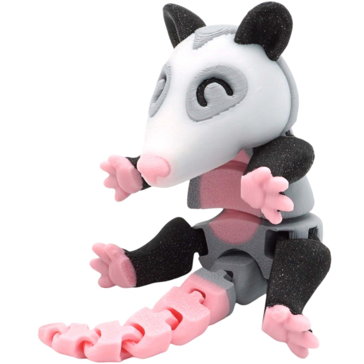 Articulated Opossum Fidget Figures – Cute Flexible Posable Desk Critters for Stress Relief or Shelf Décor – Set of 2 – 3D Printed in Canada
