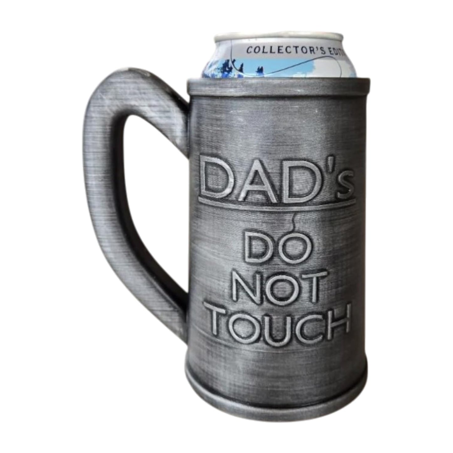 Dad’s Do Not Touch Can Holder – Funny Tankard-Style Drink Sleeve with Handle for 12oz Cans – 3D Printed in Canada