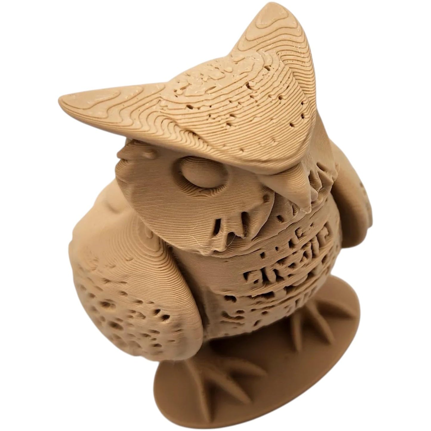Wood-Carved Fox Figurine – Stylized Mythical Fox Statue with Flowing Tail & Tribal Detailing – 3D Printed in Canada