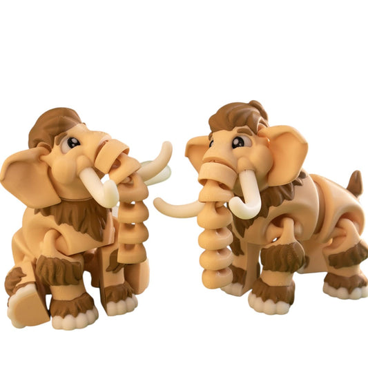 Cute Spiral-Tusk Mammoth Figurine – Adorable Prehistoric Animal Shelf Decor & Collectible Gift for Teens & Adults – 3D Printed in Canada
