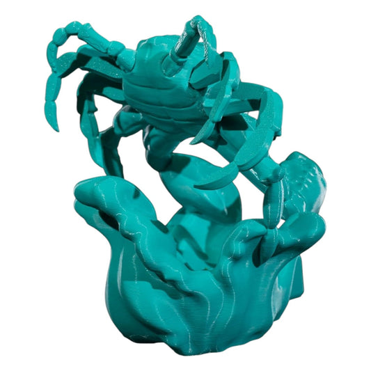 Cancer Zodiac Crab Figurine – Astrology-Themed Ocean Wave Sculpture for Home Décor, Desk Display, or Gift – 3D Printed in Canada