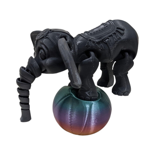 Articulated Circus Elephant Figurine – Balancing Act Desk Fidget for Teens & Adults – Stress Relief & Collectible – 3D Printed in Canada