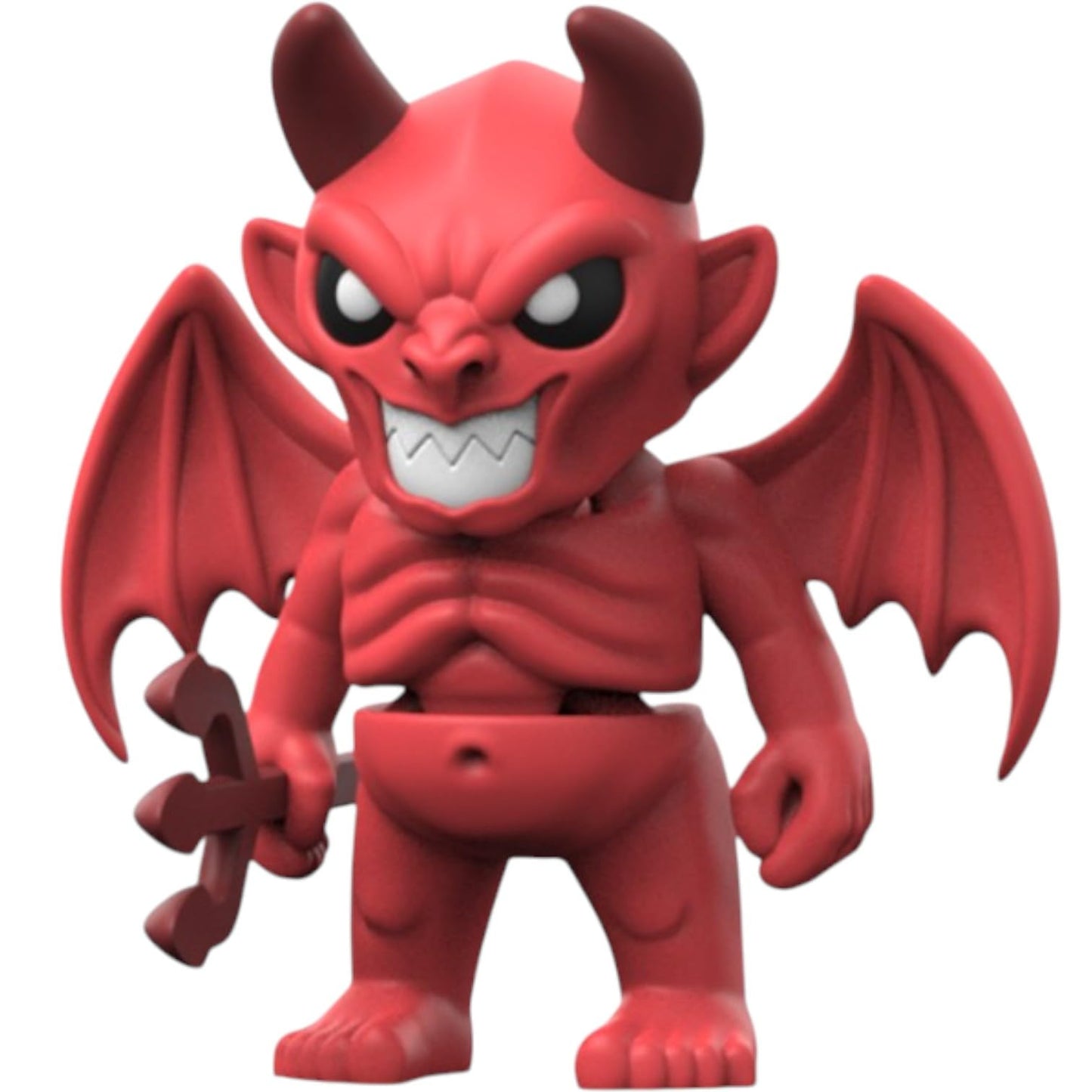 Poseable Devil Figurine – Red Demon Character with Wings and Trident for Shelf Display, Desk Toy, or Halloween Collectible – Spooky Hell-Themed Decor – 3D Printed in Canada