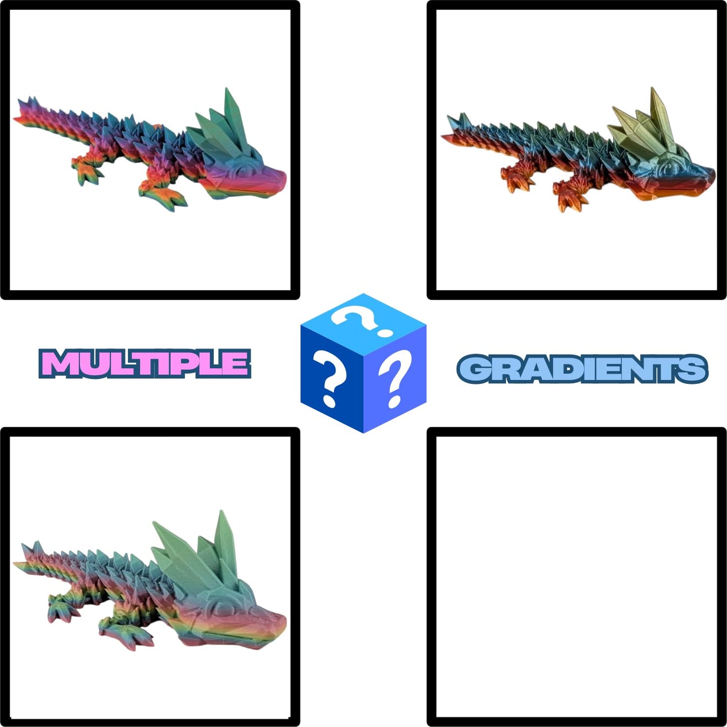 Baby Articulated Crystal Dragon Figurine – Fantasy Desk Fidget for Teens & Adults – Stress Relief & Collectible – 3D Printed in Canada