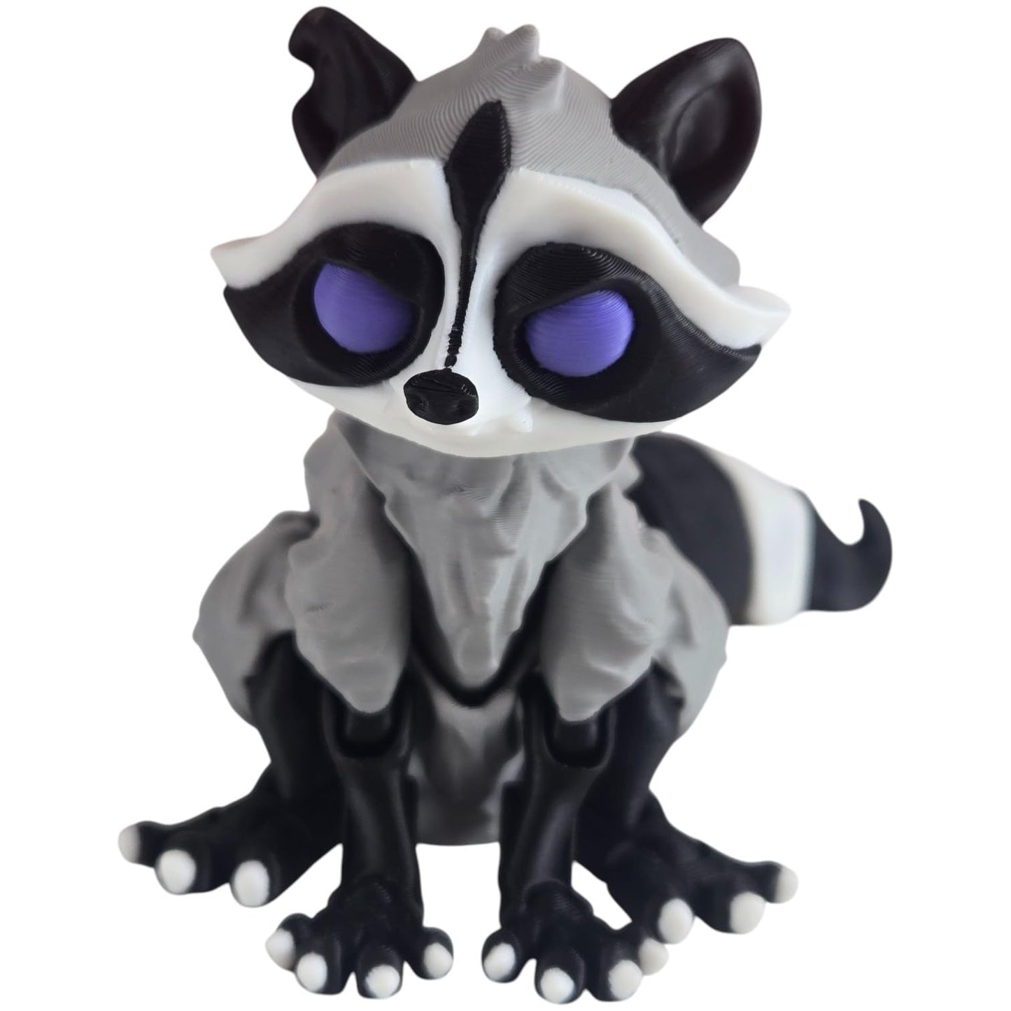 Articulated Twisty Raccoon Figurine – Gothic Fantasy Woodland Collectible for Teens & Adults – Poseable Desk Display – 3D Printed in Canada
