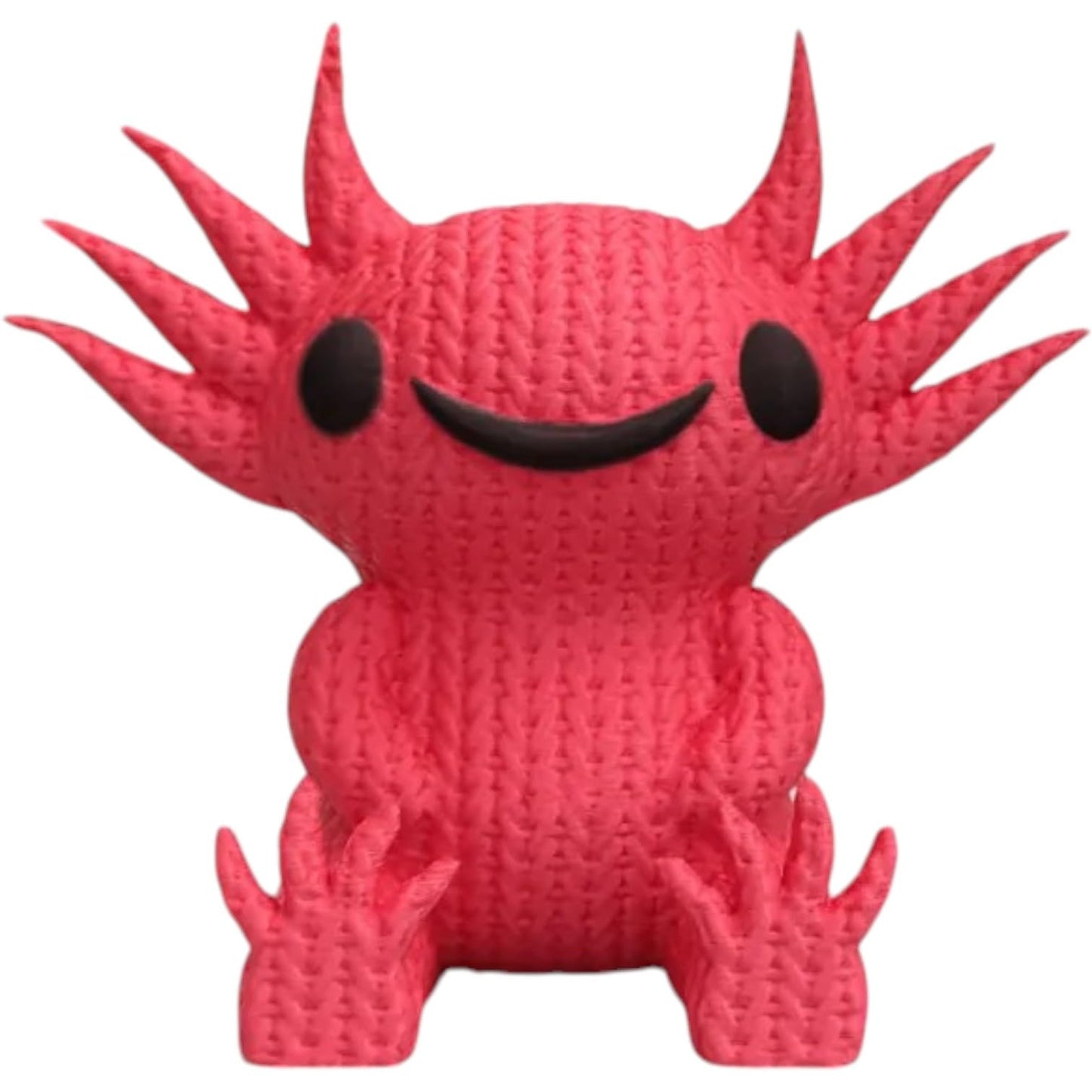 Knitted Axolotl Figurine – Cute Amphibian Plush-Style Collectible with Yarn-Like Texture – 3D Printed in Canada