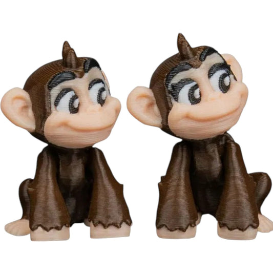 Adorable Sitting Monkey Figurine Pair – Articulated Cartoon Chimp Style Collectible for Desk or Shelf Display – Fidgetable & Fun Décor for Teens & Adults – 3D Printed in Canada