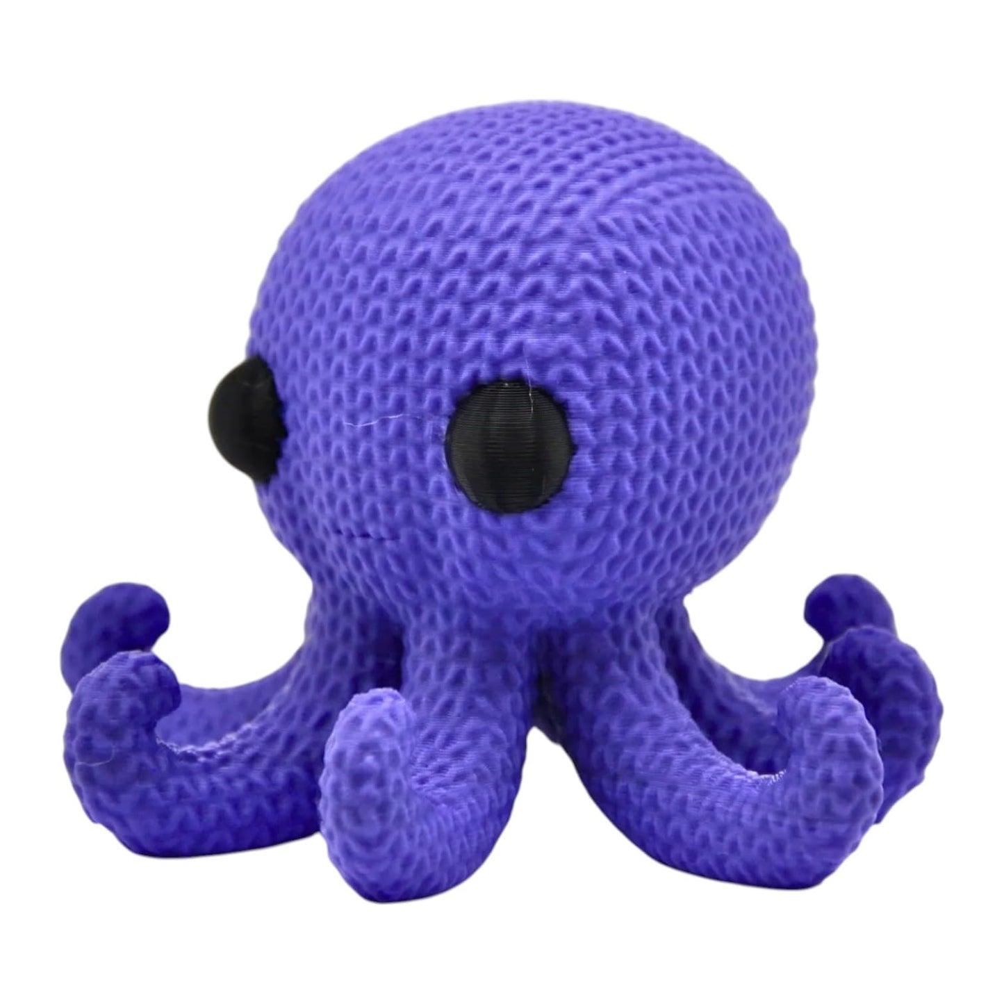 Knitted Octopus Figurine – Cozy Faux-Yarn Sea Creature Sculpture with Big Eyes & Curled Tentacles – 3D Printed in Canada