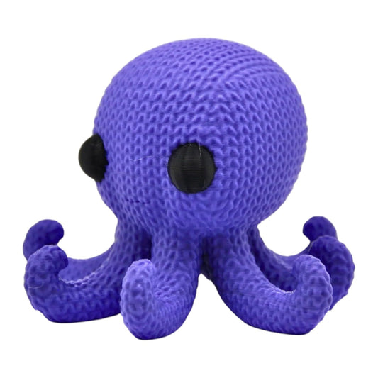 Knitted Octopus Figurine – Cozy Faux-Yarn Sea Creature Sculpture with Big Eyes & Curled Tentacles – 3D Printed in Canada