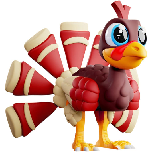 Adorable Articulated Turkey – Poseable Thanksgiving Figurine with Movable Wings & Tail Feathers for Teens & Adults – 3D Printed in Canada