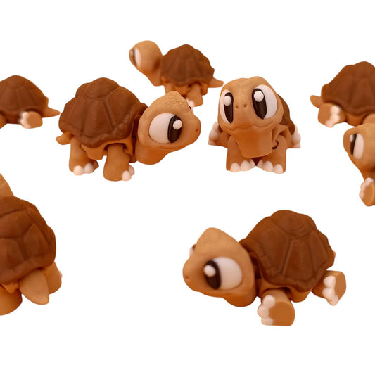 5-Pack Mini Tortoise Figurines – Articulated Pocket Pet Reptiles, Desk Pet Collectibles, Fidget Toys for Teens & Adults – 2 Inch Poseable Figures – 3D Printed in Canada