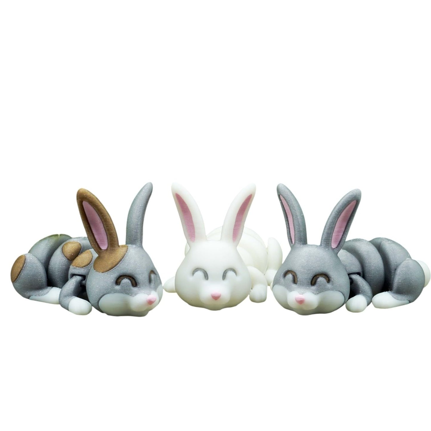 Articulated Bunny Figurines (Set of 2) – Cute Posable Rabbits for DIY Painting, Desk Décor & Collectors – 3D Printed in Canada