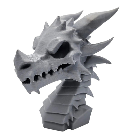 Stone-Carved Dragon Skull Statue – Gothic Fantasy Creature Bust for Shelf, Desk or Display – 3D Printed in Canada