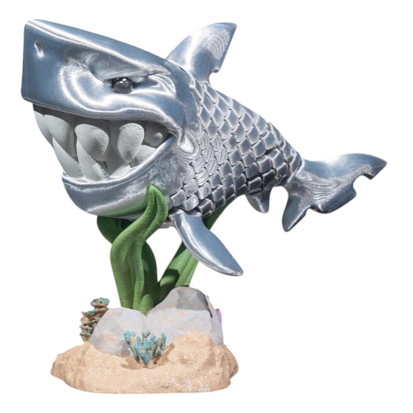 Travis The White Shark Figurine – Ocean Desk Display for Teens & Adults – Collectible 3D Printed Marine Sculpture – Made in Canada