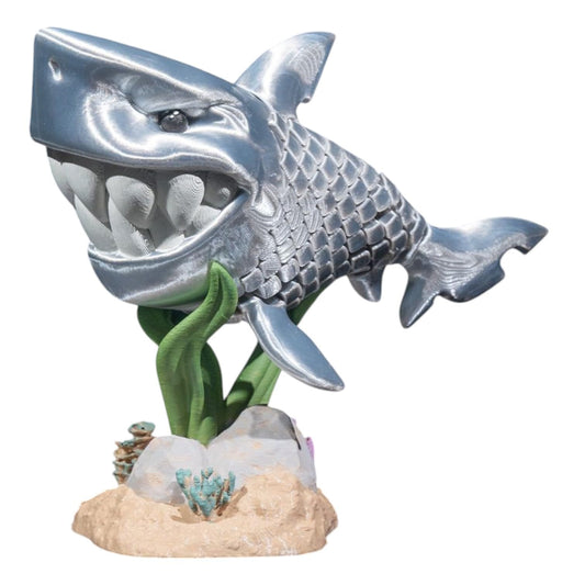 Travis The White Shark Figurine – Ocean Desk Display for Teens & Adults – Collectible 3D Printed Marine Sculpture – Made in Canada