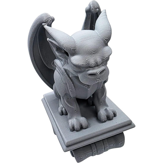 Wall-Mount Seated Gargoyle Figurine – Gothic Fantasy Decor for Indoors or Outdoors – Architectural Monster Sculpture with Winged Detail – 3D Printed in Canada