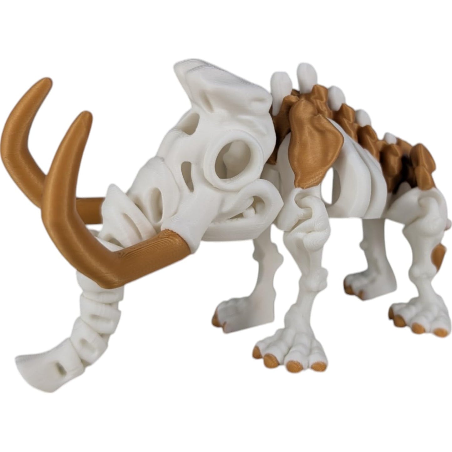 Articulated Skeleton Mammoth Figurine – Celestial Radiance – Prehistoric Desk Stress Relief Toy & Collectible for Teens & Adults – 3D Printed in Canada