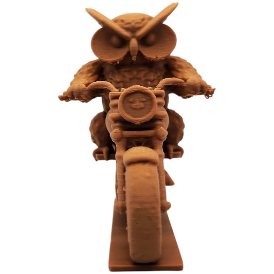 Night Biker Owl Figurine – Fantasy Motorcycle Owl Statue – Badass Desk Ornament or Painting Miniature – Unique Owl on Bike Model – 3D Printed in Canada
