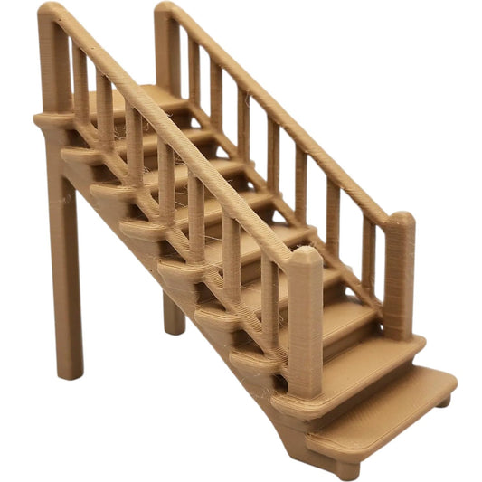 Wooden Staircase Miniature – Fantasy Terrain Stairs for Tabletop RPGs, Modular Dungeon Builds & Dioramas – 3D Printed in Canada