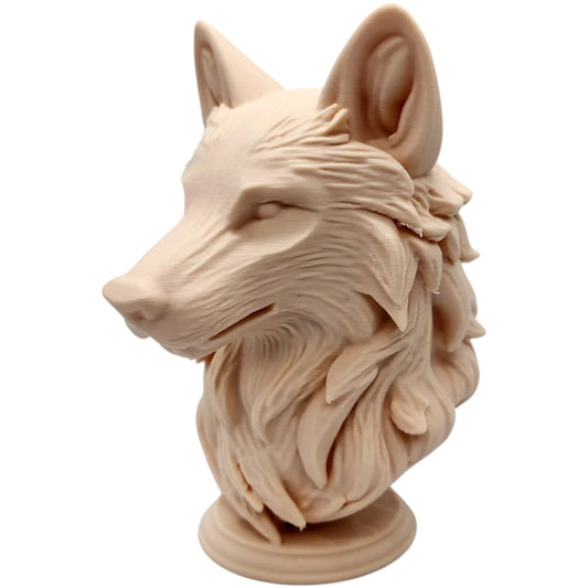 Wolf Bust Sculpture – Regal Woodland Predator Figurine for Rustic Shelf or Desk Display – 3D Printed in Canada