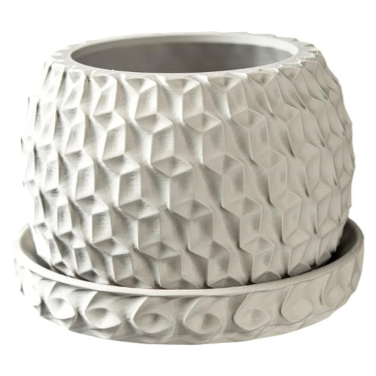 Geometric Hexagon Planter Pot – 3D Textured Indoor Plant Container for Succulents & Modern Decor – 3D Printed in Canada