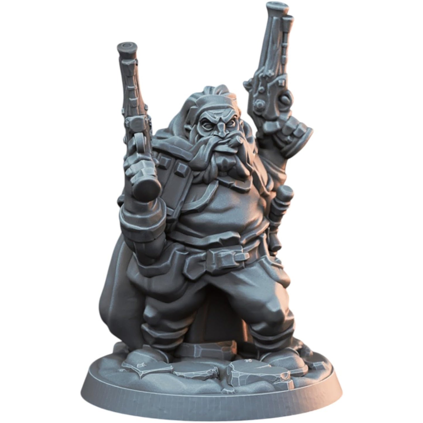 Dwarven Gunslinger Miniature – Dual-Pistol Fantasy Figurine for Display, Collectible Tabletop Marksman Model – 3D Printed in Canada