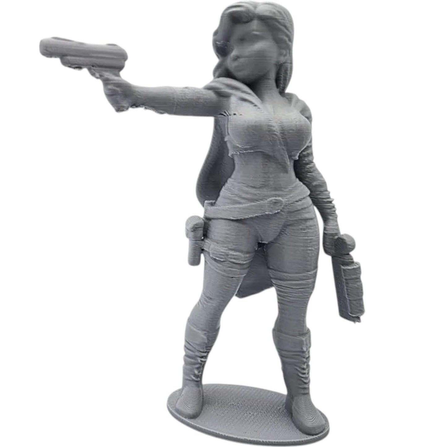 Female Gunslinger Figurine – Western Blaster Pose for Display, Diorama & Tabletop Collections – 3D Printed in Canada