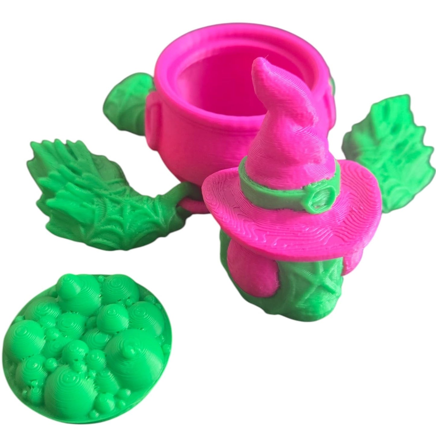 Witch Turtle Halloween Candy Holder – Articulated Witch Turtle Figurine with Cauldron Bowl – Cute Spooky Shelf Decor or Gift for Turtle Lovers – 3D Printed in Canada