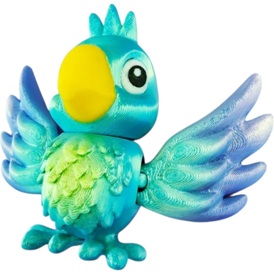 Articulated Parrot Figurine – Colorful Bird Desk Toy – 3D Printed in Canada