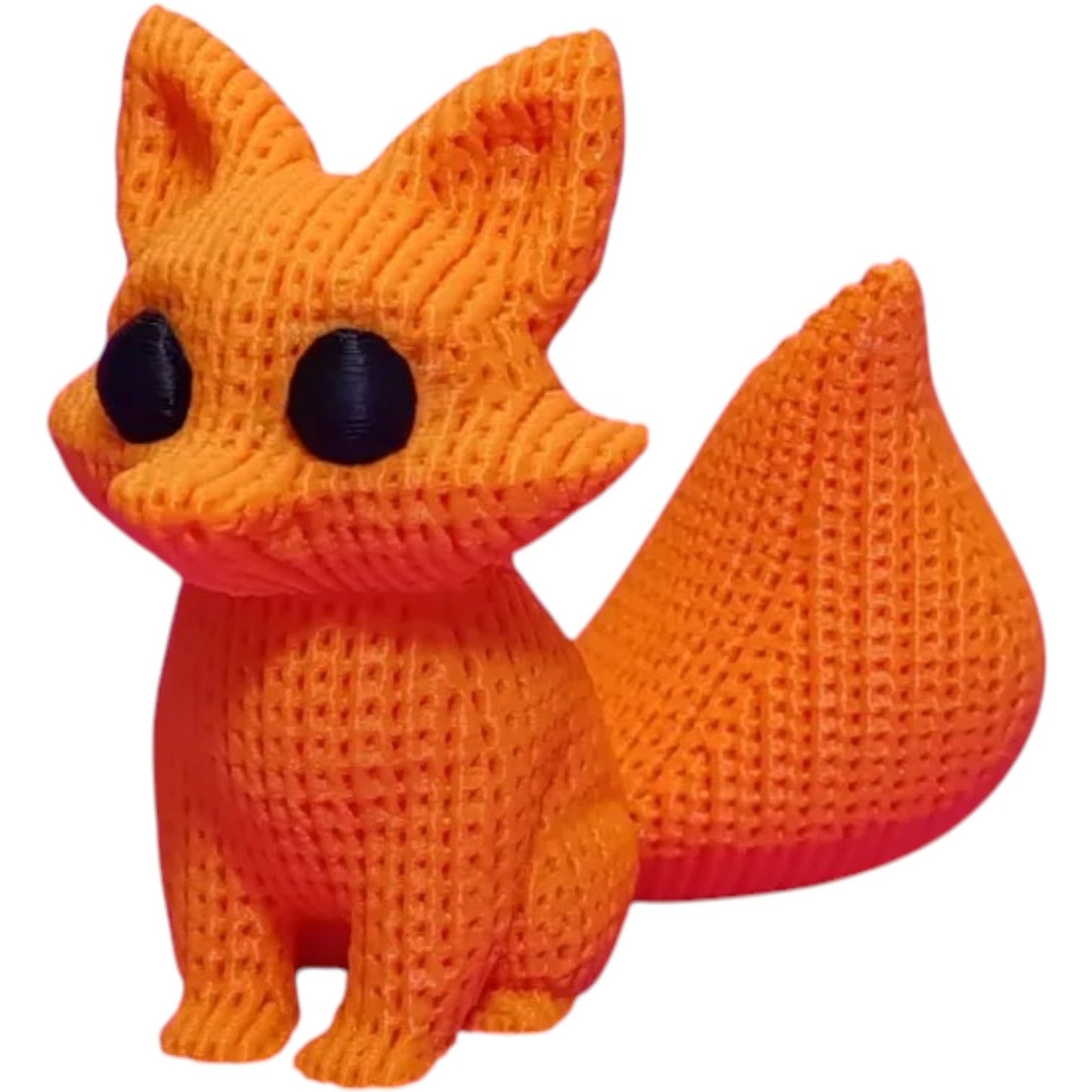 Knitted-Texture Fox Figurine – Cozy Forest-Inspired Decor for Collectors & Desks – 3D Printed in Canada