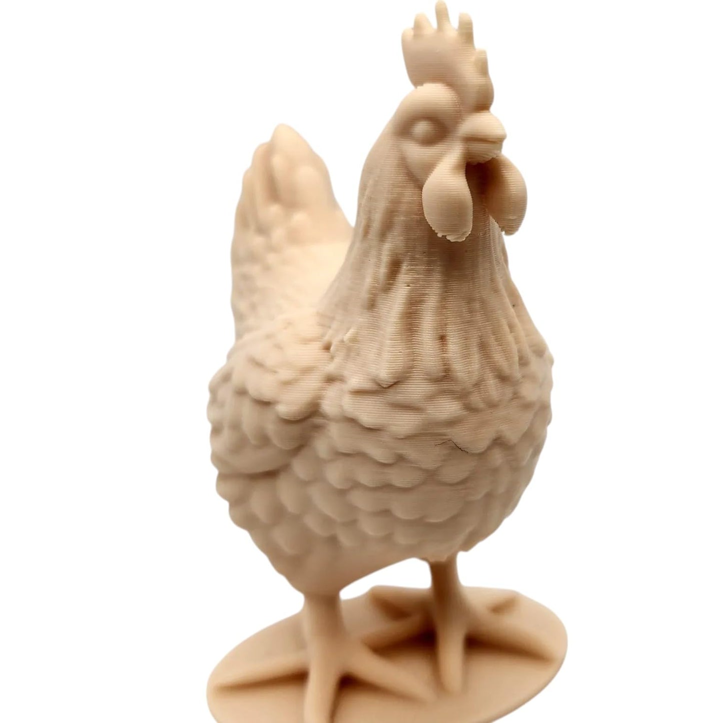 Rustic Chicken Figurine with Feathered Detail – Farmhouse Hen Sculpture for Shelf, Desk, or Display – 3D Printed in Canada