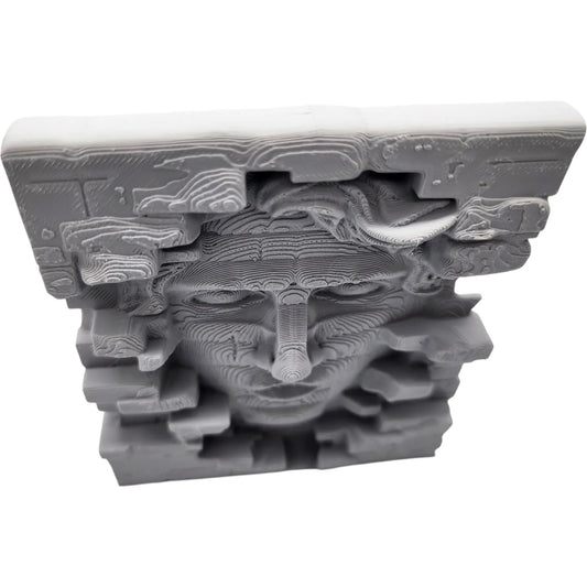 Face in the Brick Wall Sculpture – Surreal Illusion Art Piece for Home, Office, or Studio Display – 3D Printed in Canada