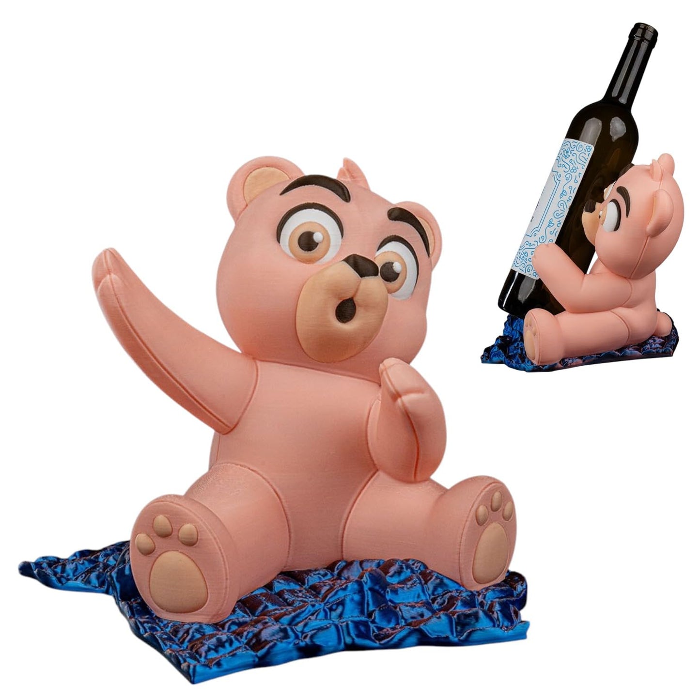 Teddy’s Toast Wine Holder – Funny Bear-Themed Bottle Display Stand for Home Bars & Gift Décor – 3D Printed in Canada
