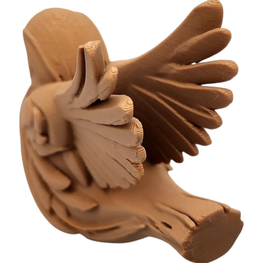 Wood Carved-Style Sparrow Figurine – Graceful 3D Printed Bird Sculpture for Shelf Decor, Symbolic Gifts & Nature Collectors – 3D Printed in Canada