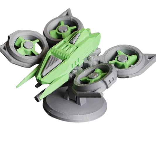 Flutter Drone - Futuristic Dual-Rotor Aerial Model Kit with 4 Prop Engines and Display Stand – 11 Parts – 3D Printed in Canada