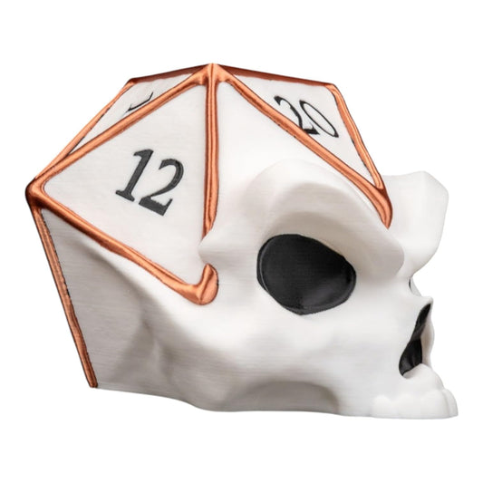Critical Die D20 Skull Planter – Gothic Fantasy Dice Pot for Succulents or Flowers – 3D Printed in Canada