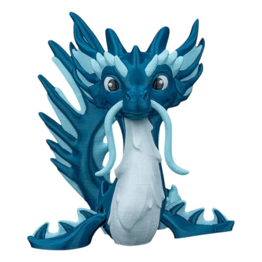 Abyssos The Deep Leviathan Figurine – Eternal Guardians – Ocean Blue Eastern Sea Dragon Statue for Shelf or Desk – Mythical Water Guardian Collectible – 3D Printed in Canada